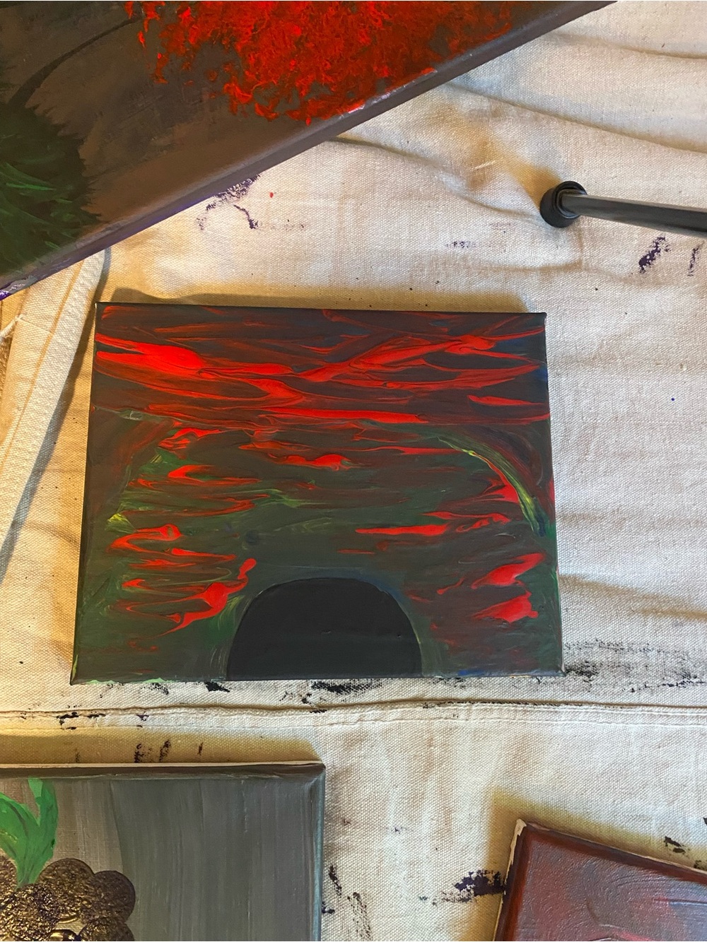 Abstract Red and Green Home Art Canvas Painting